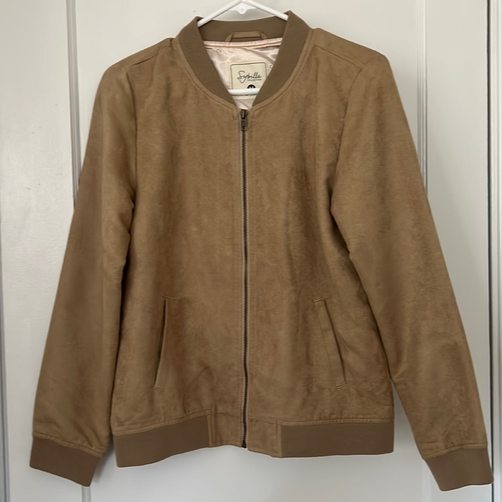 Suede embroidered bomber jacket